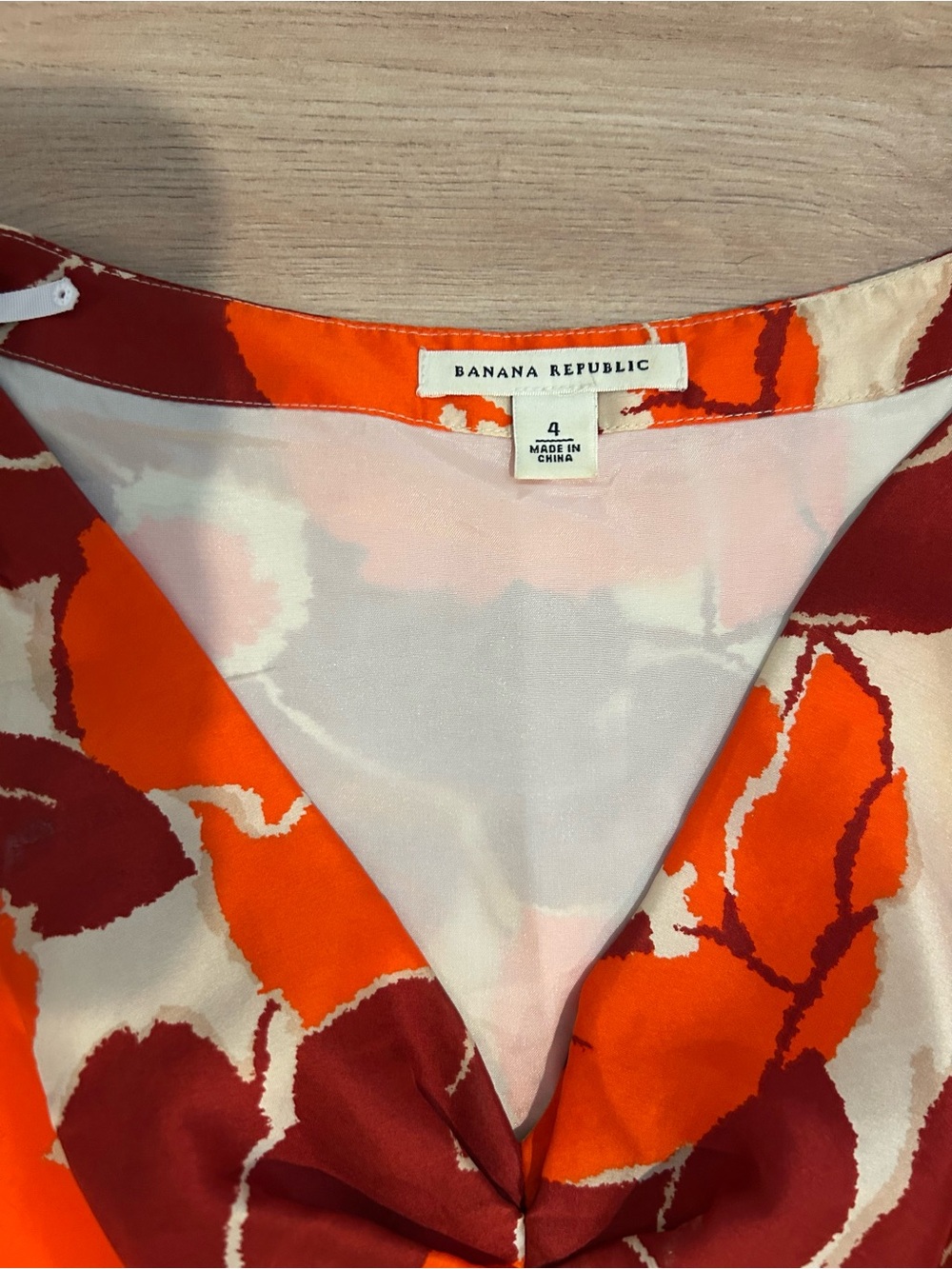 Banana Republic Orange & Burgundy Floral V-Neck Sleeveless Dress - Picture 3 of 3
